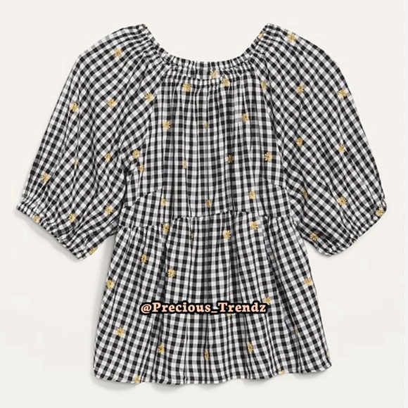 6️⃣4️⃣ Old Navy Patterned Puff-Sleeve Swing Top Plus Size XXL - Picture 4 of 4